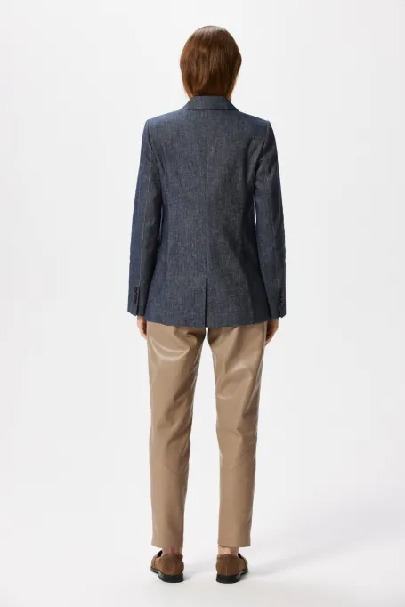 Żakiet z lnem niebieski Żakiet z lnem niebieski