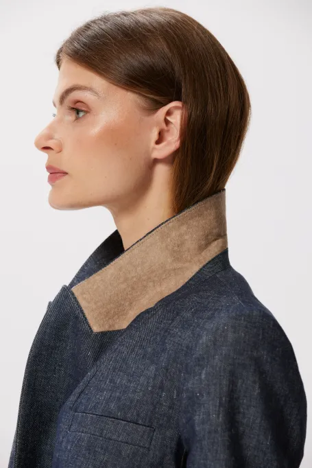 Żakiet z lnem niebieski Żakiet z lnem niebieski