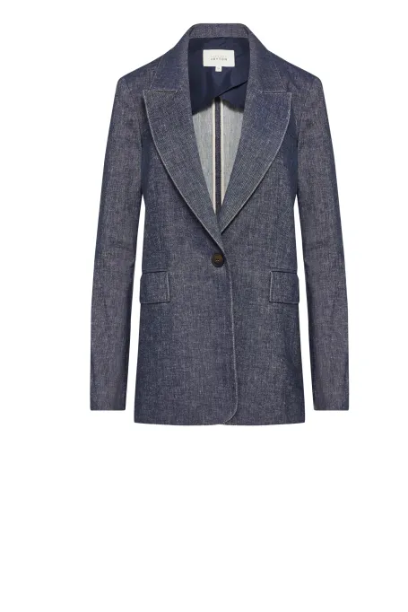 Żakiet z lnem niebieski Żakiet z lnem niebieski
