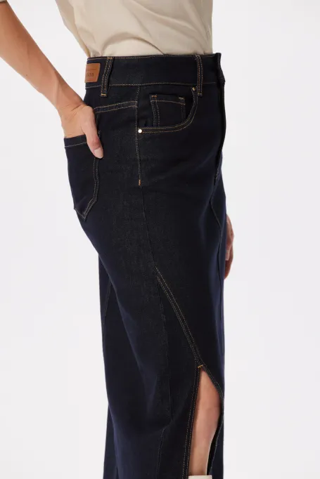 Granatowa spódnica jeans midi