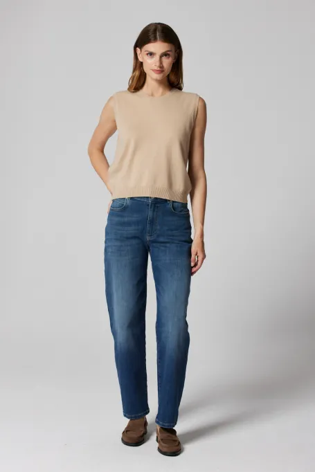 Beżowa bluzka z kaszmirem i wełną merynosową