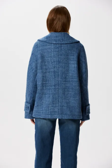 Błękitna kurtka z wełną alpaki