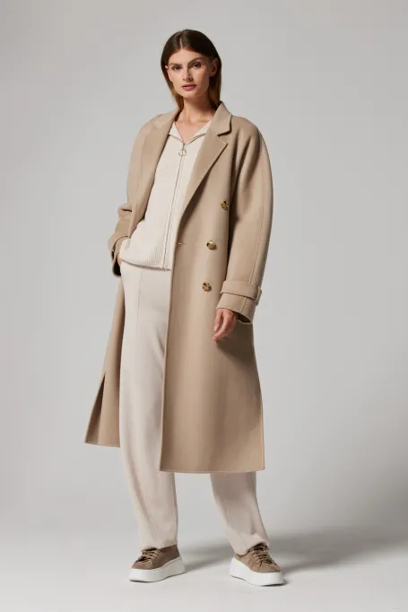 Płaszcz z jedwabiem doubleface beż