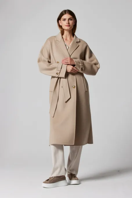 Płaszcz z jedwabiem doubleface beż