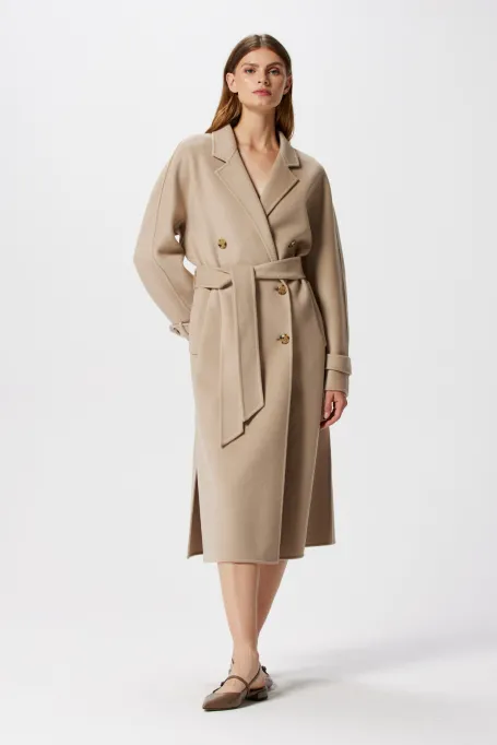 Płaszcz z jedwabiem doubleface beż