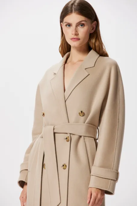 Płaszcz z jedwabiem doubleface beż