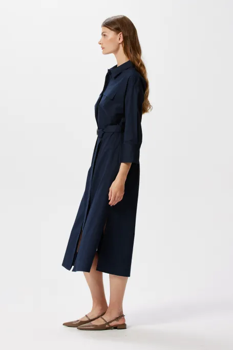 Granatowa szmizjerka z paskiem