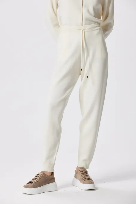 Spodnie z wełny merynosowej beż