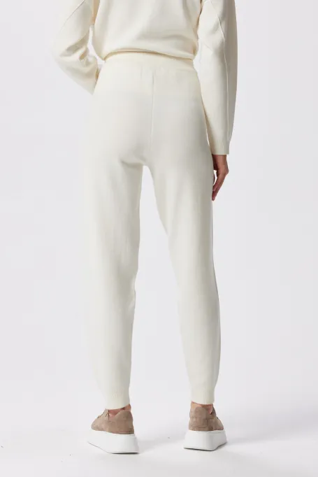 Spodnie z wełny merynosowej beż