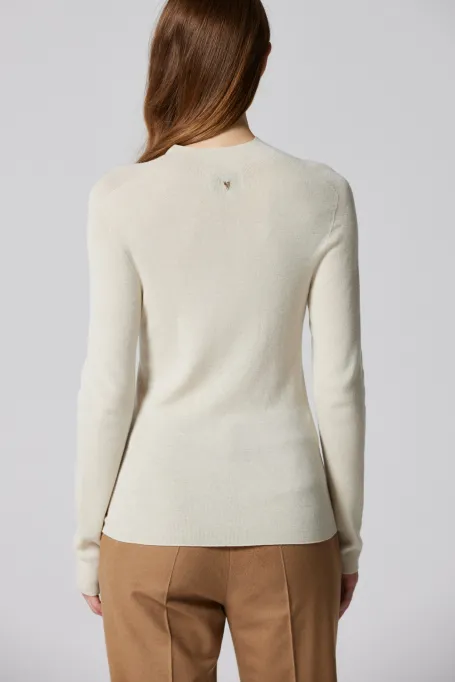 Bezszwowa bluzka z wełną merynosową beż