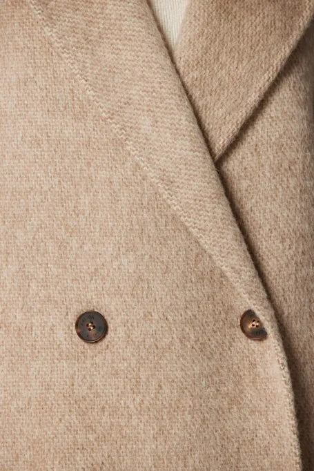 Płaszcz z alpaką doubleface camelowy