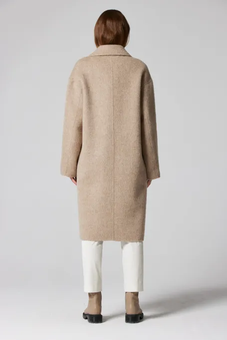 Płaszcz z alpaką doubleface camelowy