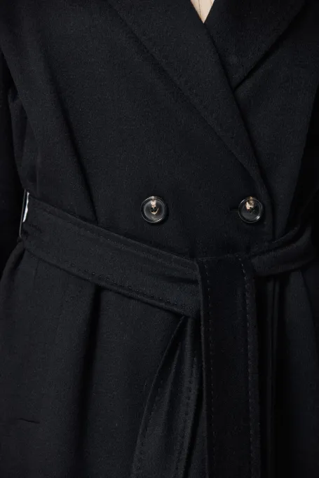 Czarny płaszcz z kaszmiru damski - Patrizia Aryton