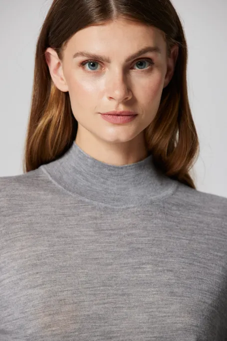 Szara bluzka półgolf z wełny merynosowej Julia