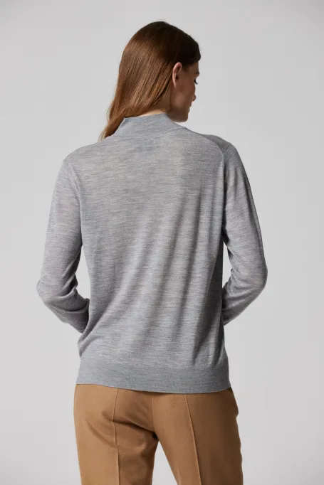 Szara bluzka półgolf z wełny merynosowej Julia