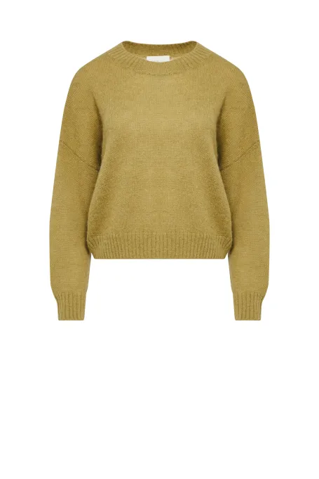 Zielony sweter z mieszanki wełny alpaki 