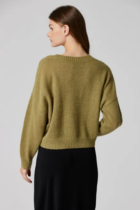 Zielony sweter z mieszanki wełny alpaki 