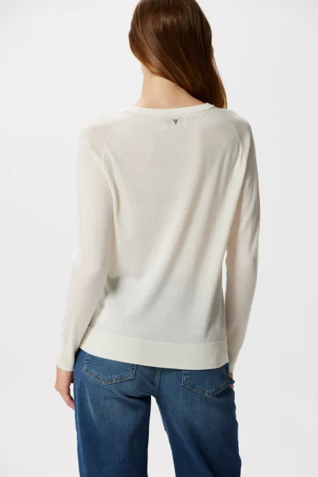 Biała bluzka z wełny merynosowej