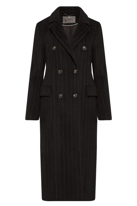 Wełniany płaszcz w tenis czarny