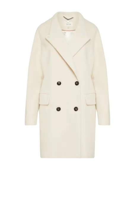 Biały wełniany płaszcz dwurzędowy