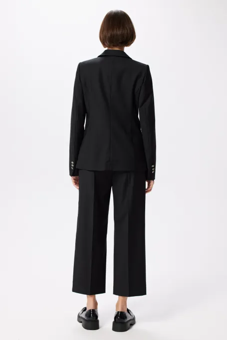 Czarny żakiet z wełną do garnituru damski - Patrizia Aryton