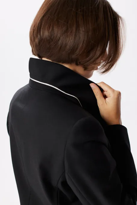 Czarny żakiet z wełną do garnituru damski - Patrizia Aryton