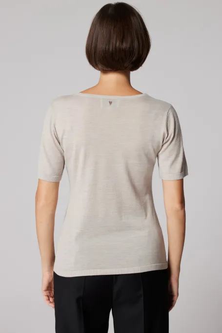 Beżowa bluzka z wełny merynosowej