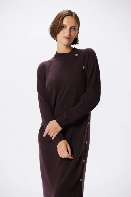 Brązowa wełniana sukienka z kaszmirem