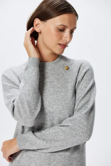 Szara wełniana sukienka z kaszmirem