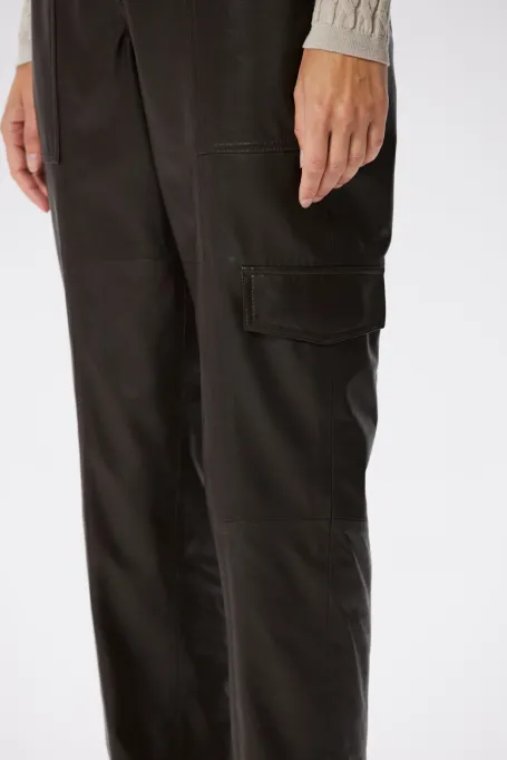 Brązowe skórzane spodnie jogger Brązowe skórzane spodnie jogger