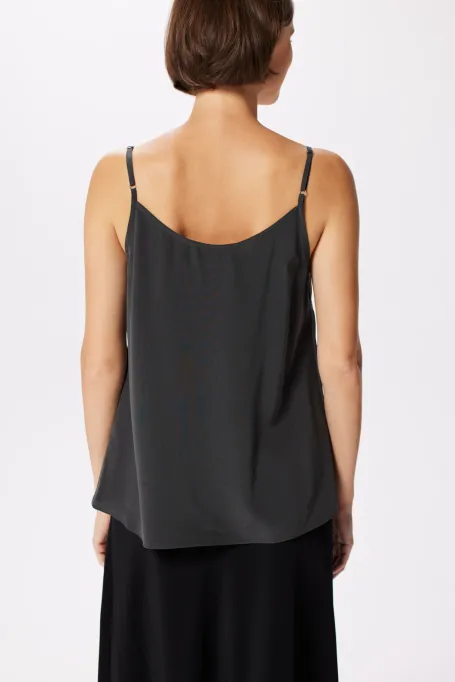 Szary jedwabny top Mari