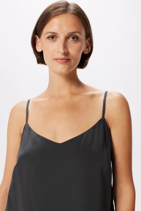 Szary jedwabny top Mari