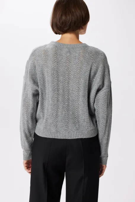 Szary wełniany sweter z kaszmirem  Szary wełniany sweter z kaszmirem