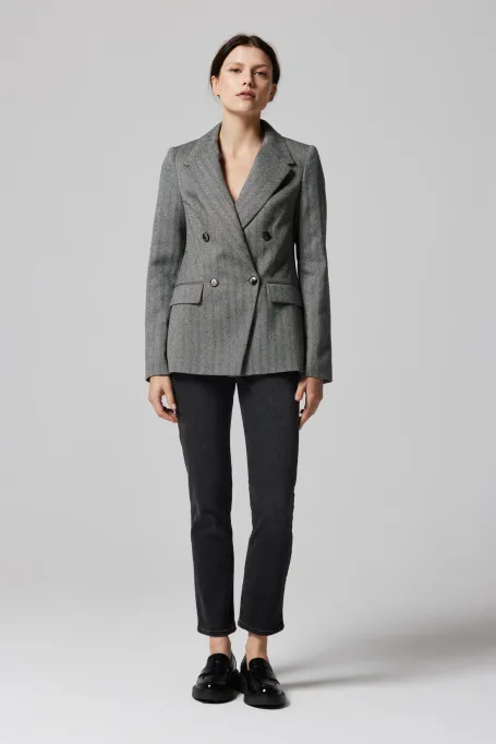 Wełniany żakiet w jodełkę deseń Wełniany żakiet w jodełkę deseń