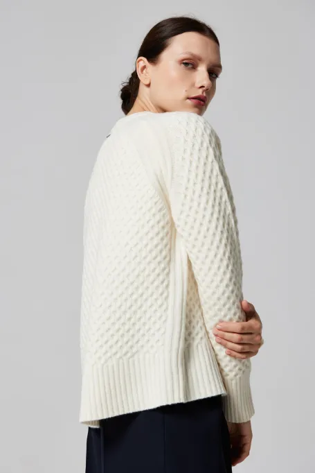 Sweter z wełny merynosowej biały