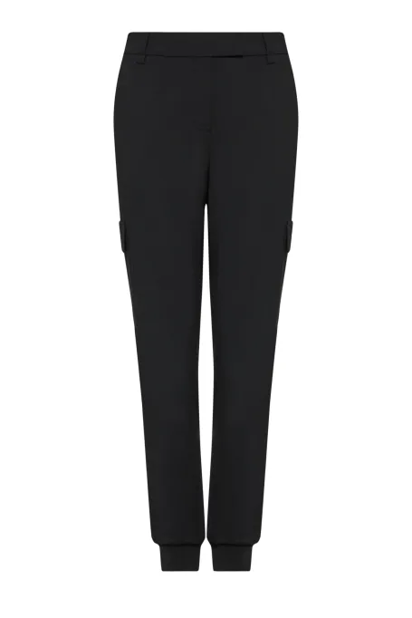 Czarne spodnie z wełną cargo damskie - Patrizia Aryton