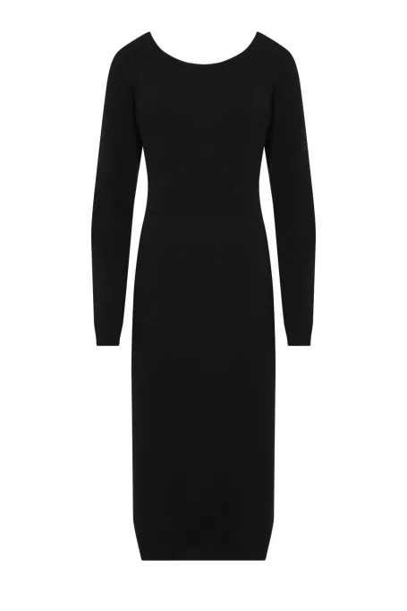 Czarna sukienka z kaszmiru midi 