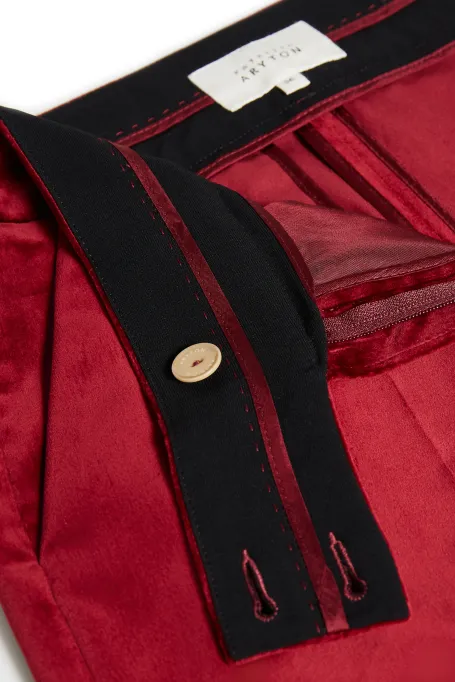 Aksamitne spodnie do garnituru czerwony