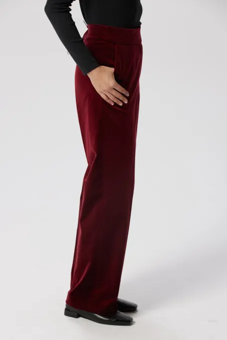 Aksamitne spodnie do garnituru czerwony