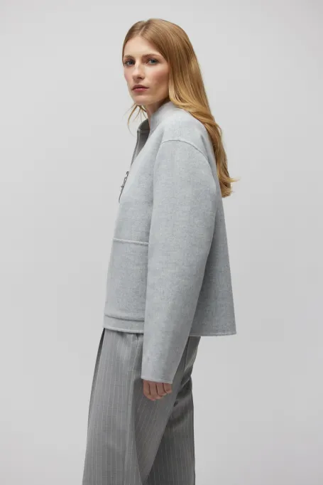 Szara kurtka z jedwabiem doubleface