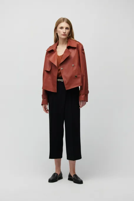 Krótka bawełniana kurtka z pagonami pomarańczowy