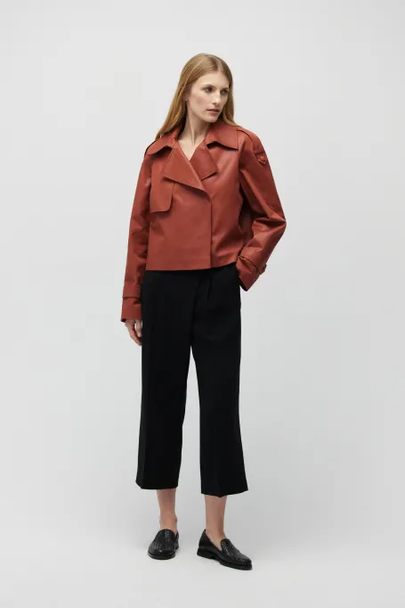 Krótka bawełniana kurtka z pagonami pomarańczowy