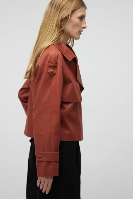 Krótka bawełniana kurtka z pagonami pomarańczowy