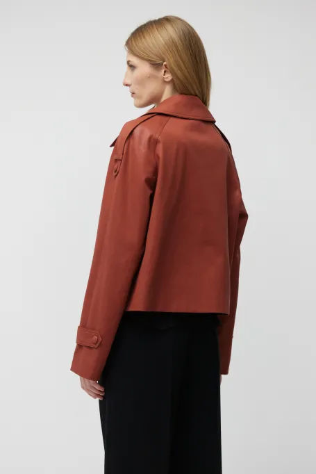 Krótka bawełniana kurtka z pagonami pomarańczowy