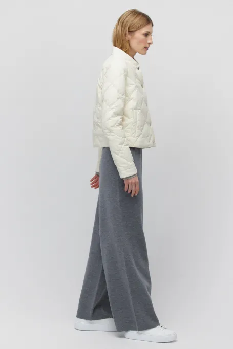 Biała krótka kurtka z puchem naturalnym