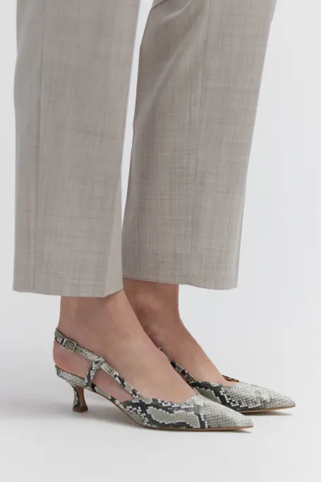 Skórzane buty slingback na średnim obcasie damskie - Patrizia Aryton