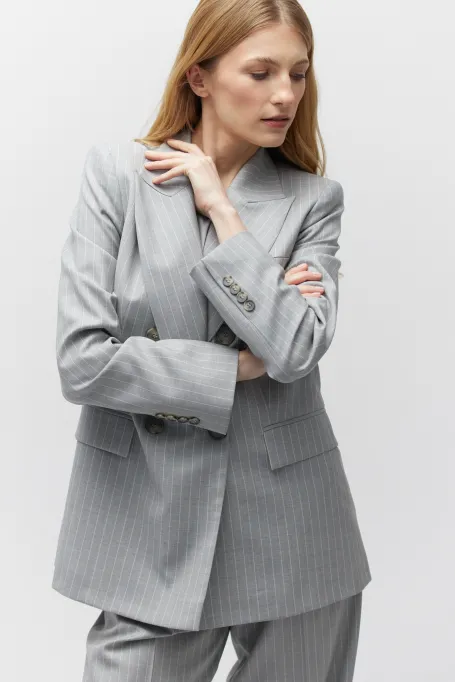 Szary wełniany żakiet w tenis