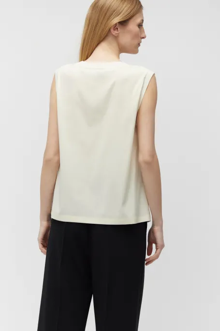 Bluzka na szerokich ramiączkach z jedwabiu żółty