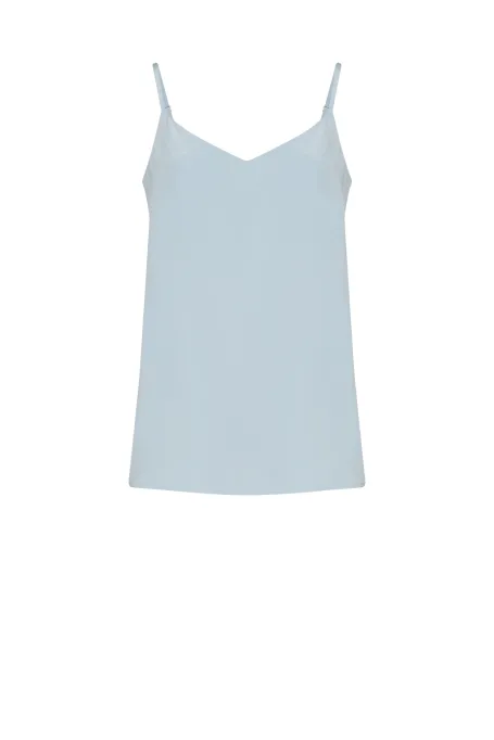 Top z jedwabiu niebieski