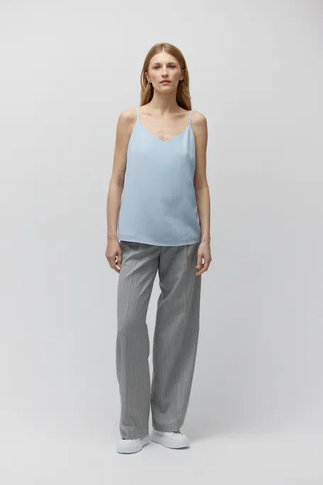 Top z jedwabiu niebieski